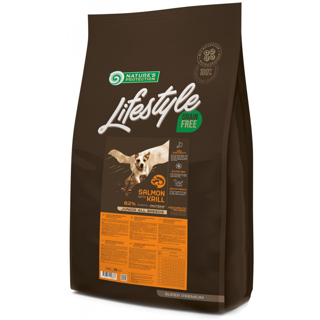 Сухий корм для собак Nature's Protection Lifestyle Grain Free Salmon, Krill Junior All Breeds 10 кг (NPLS45687) - зображення 1