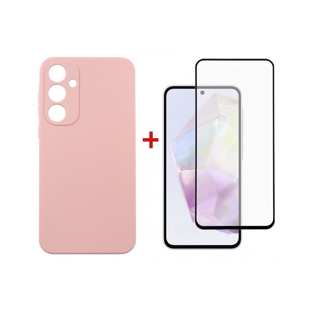 Чохол до мобільного телефона Dengos Samsung Galaxy A35 5G + Glass Pink (DG-KM-91) - зображення 1