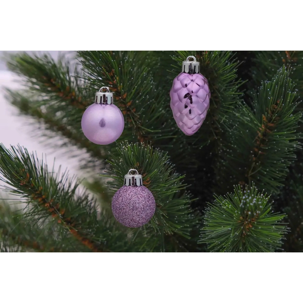 Ялинкова іграшка Chomik пластикові кульки рельєфні і шишки 36 шт, 3,4,6 см, мікс бузкові (5900779832916_2) - зображення 4