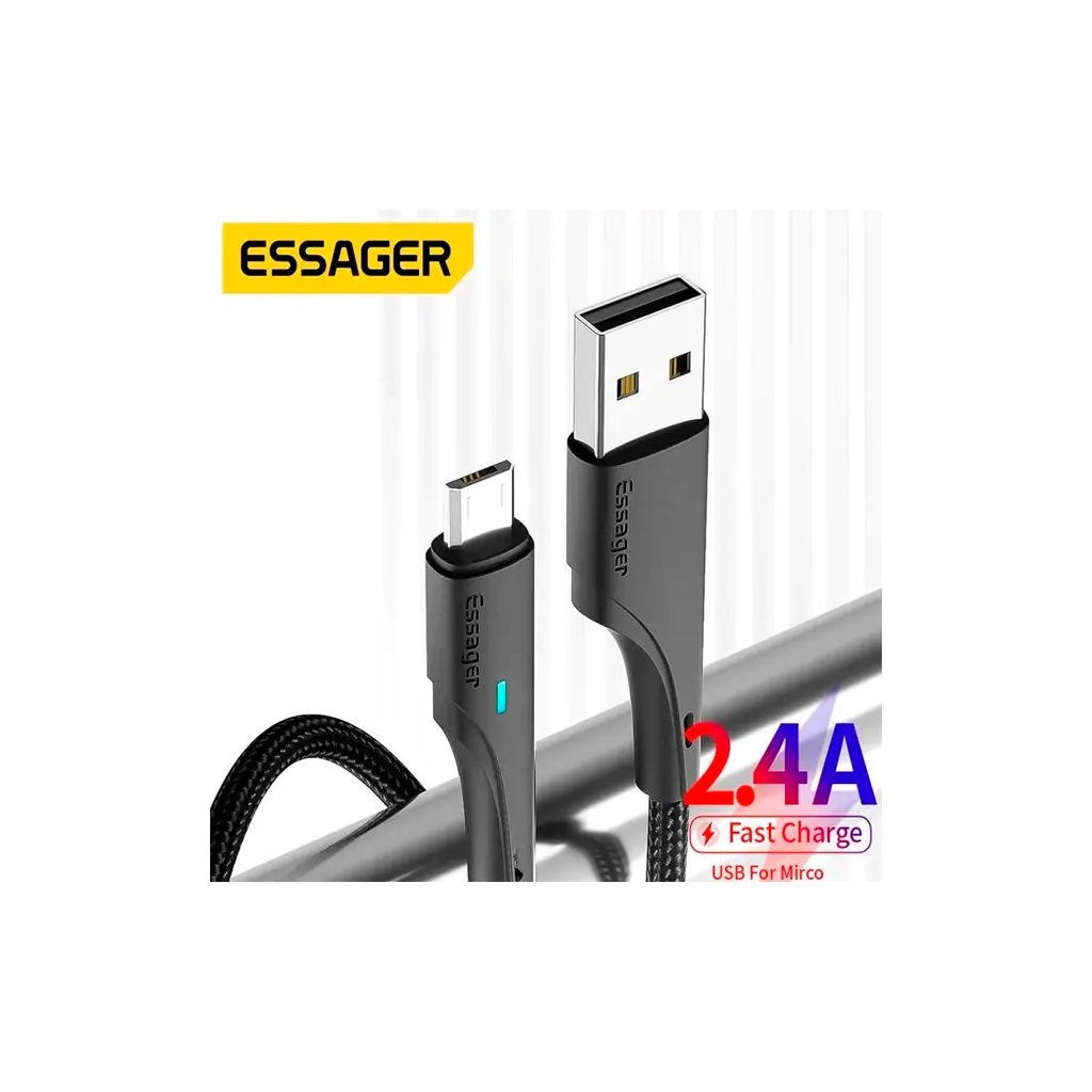 Дата кабель USB 2.0 AM to Micro 5P 1.0m 3A black Essager (EXCM-LS01) - picture 6