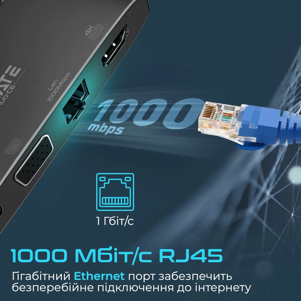 Концентратор Promate USB Hub 6 ports mediahub-c6.black (mediahub-c6.black) - зображення 7