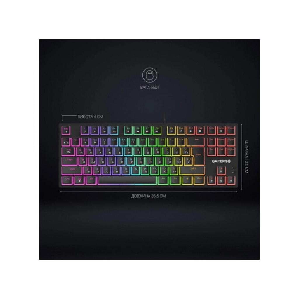 Клавіатура GamePro MK80B RGB Blue Switch USB Black (MK80B) - зображення 8