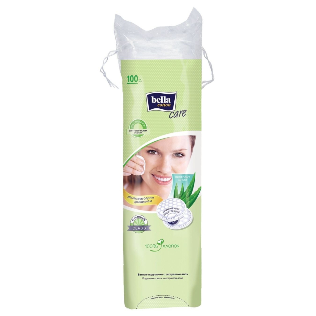 Ватні диски Bella Cotton Care з екстрактом алое 100 шт. (5900516401658) - зображення 1