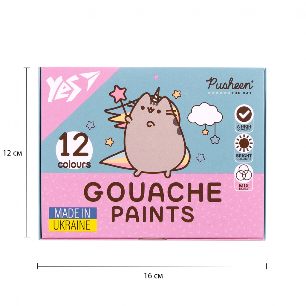Гуашеві фарби Yes Pusheen 12 кольорів по 20 мл (230402) - зображення 6