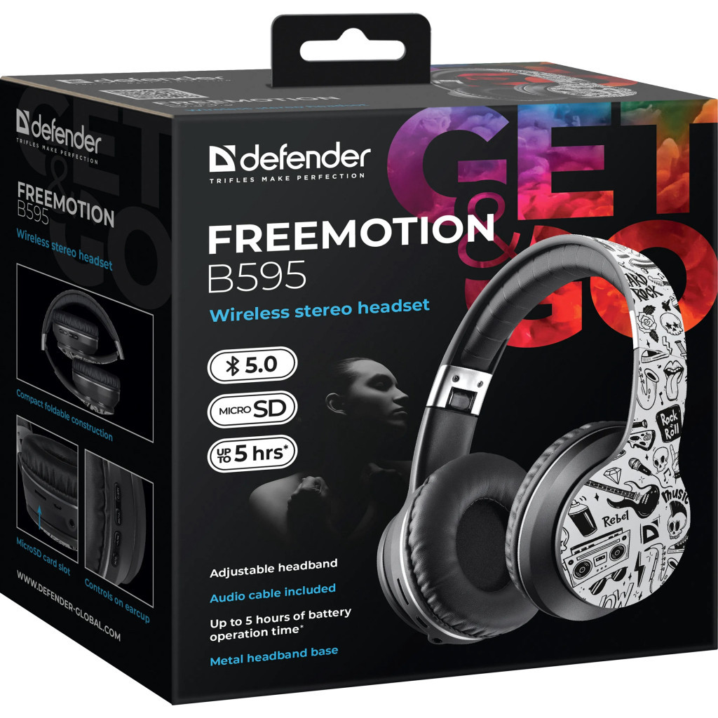 Навушники Defender FreeMotion B595 Bluetooth Black/White (63596) - зображення 7