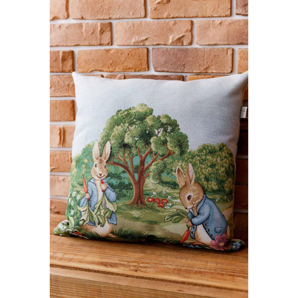 Наволочка Прованс гобеленова декоративна Пара зайців Галявина 45х45 см (034238) - зображення 4