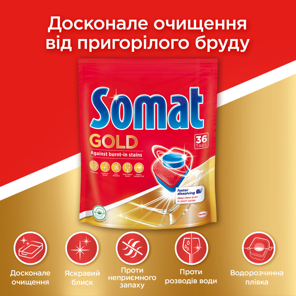Таблетки для посудомийних машин Somat Gold 72 шт (9000101321036) - зображення 4