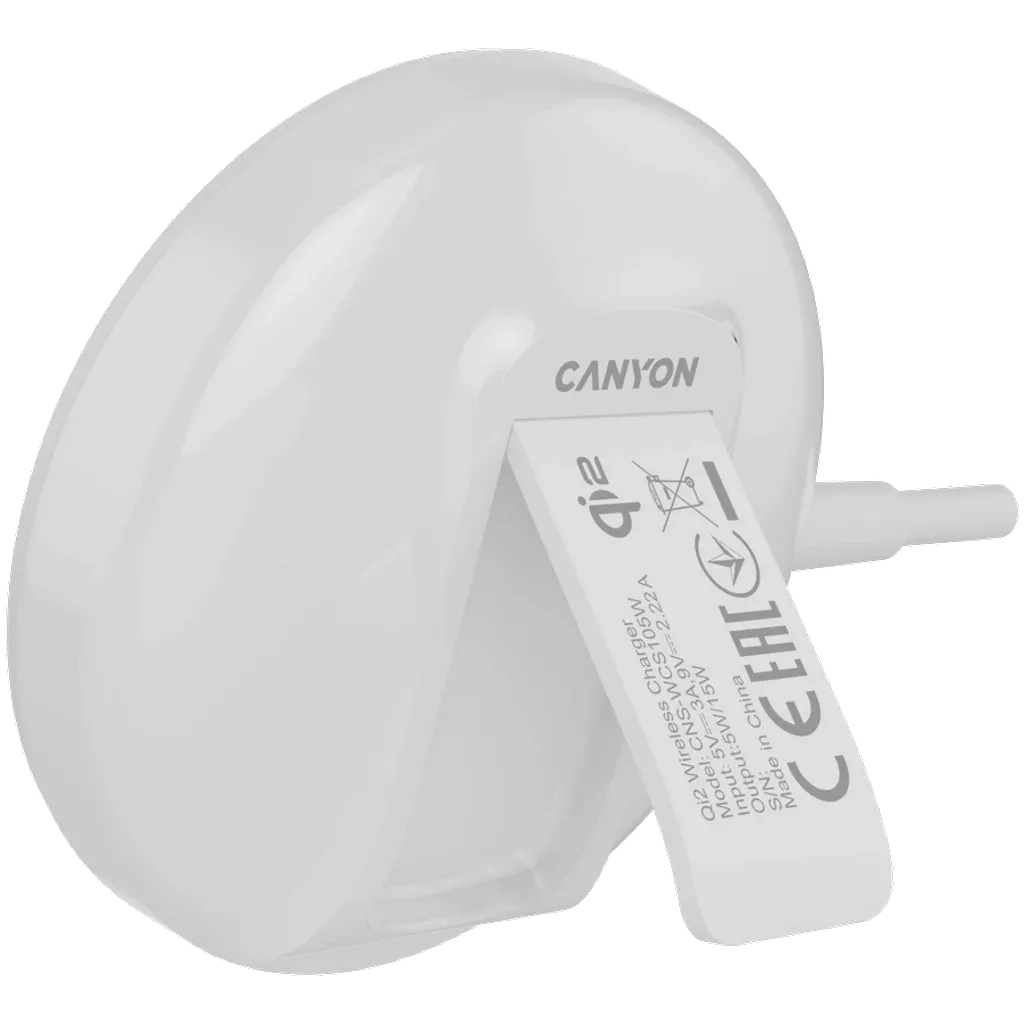 Зарядний пристрій Canyon wireless charger WS-105 15W Qi2 White (CNS-WCS105W) - изображение 4