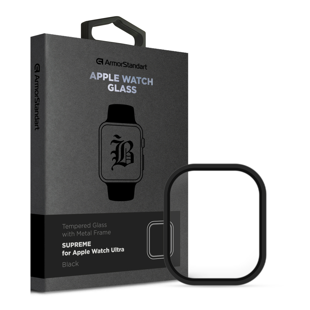 Скло захисне Armorstandart Supreme BI Metal Frame Apple Watch Ultra 49 mm Black (ARM78299) - зображення 1