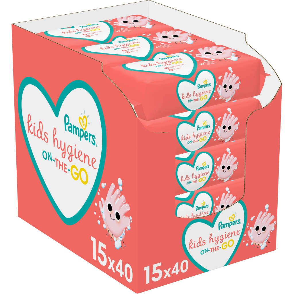 Дитячі вологі серветки Pampers Kids Hygiene On-the-go 15х40 шт (8006540222140) - зображення 1