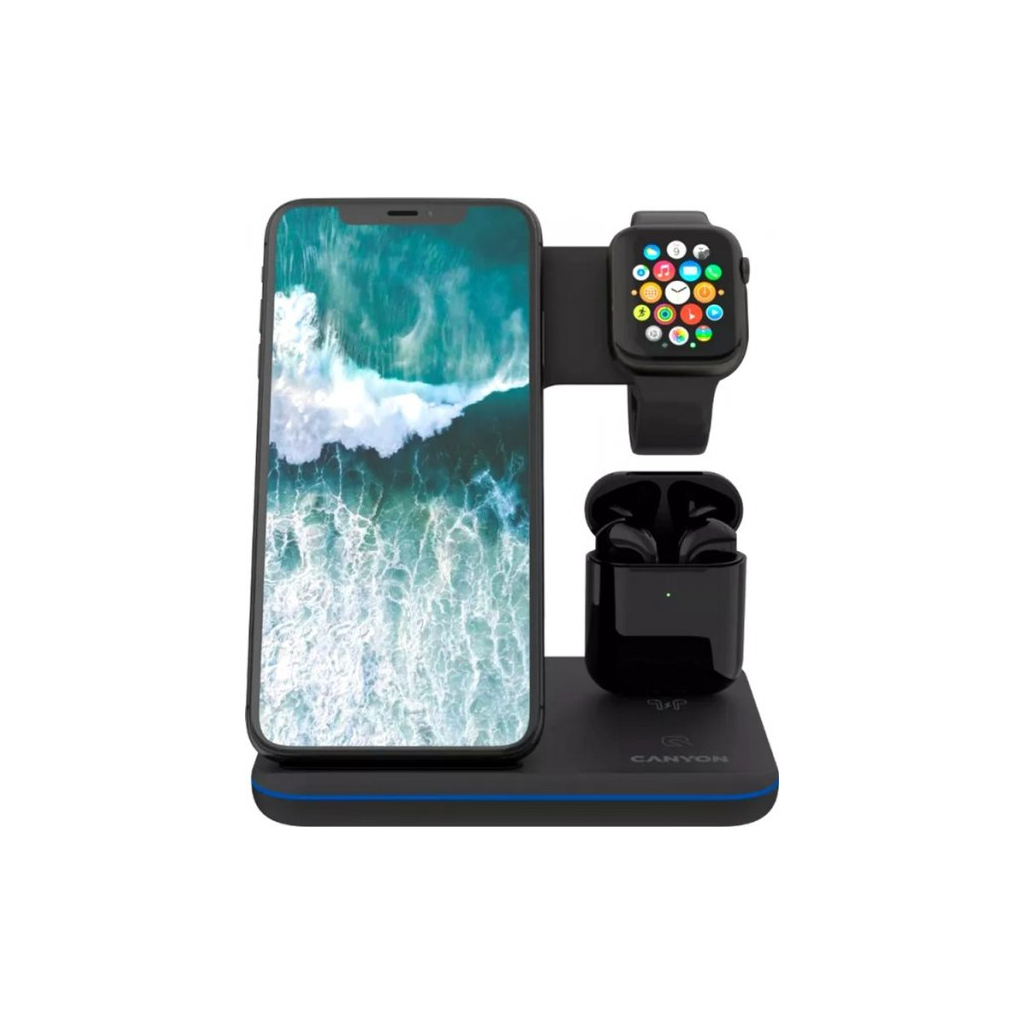 Зарядний пристрій Canyon WS-302 3in1 Wireless (CNS-WCS302B) - зображення 1