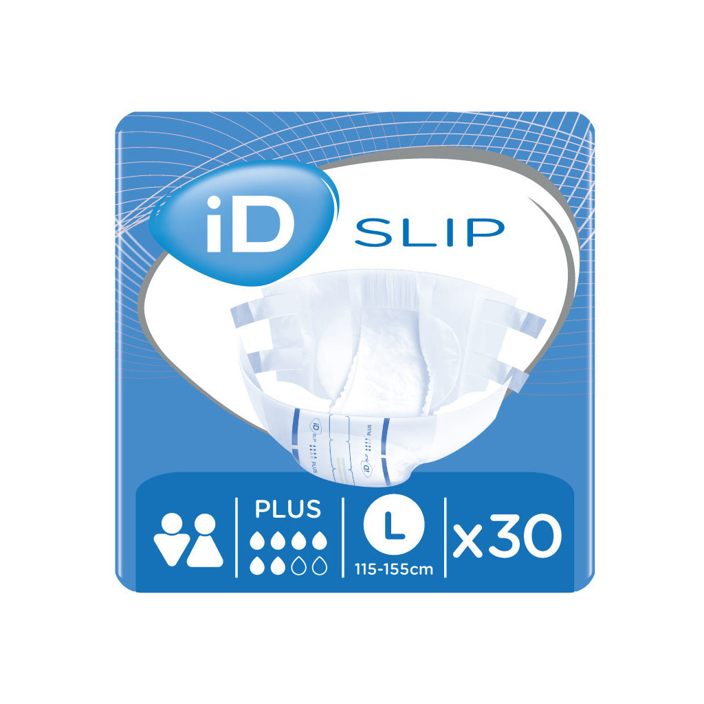 Підгузки для дорослих ID Slip Plus Large талія115-155 см. 30 шт. (5411416048190) - зображення 1