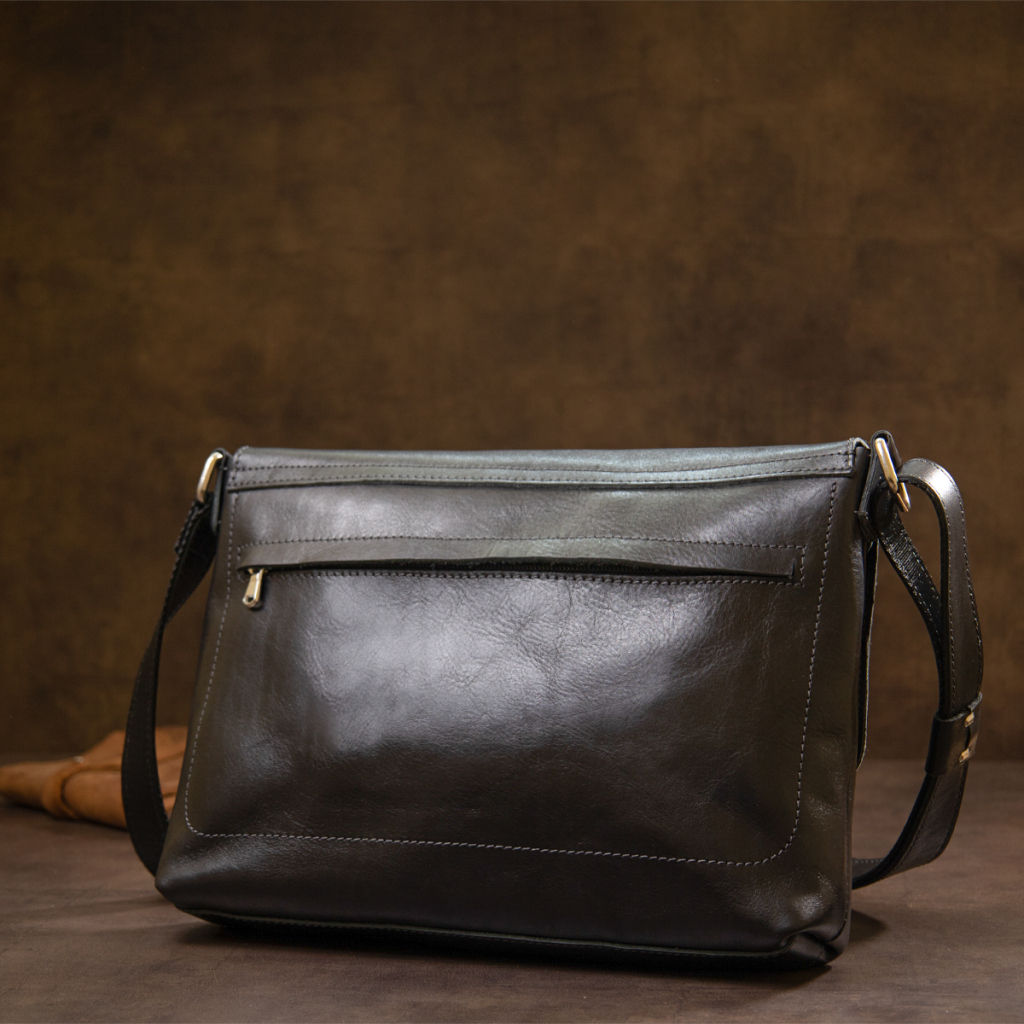 Сумка Grande Pelle Шкіряна чоловіча Чорна (11429) - изображение 11