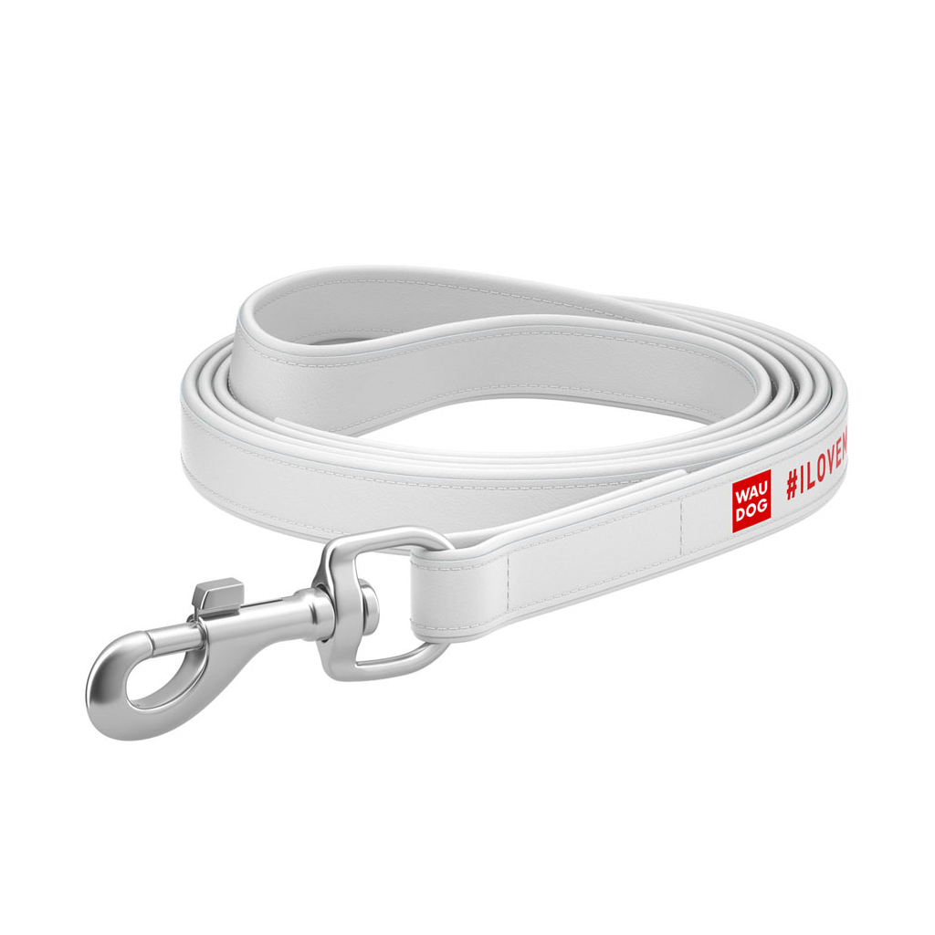 Повідець для собак WAUDOG Design "я люблю свою собаку" S-M Ш 18 мм Д 122 см білий (379715) - зображення 3