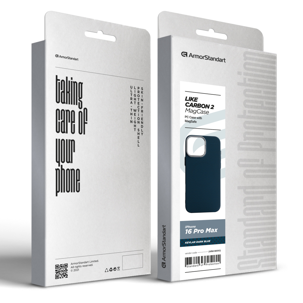 Чохол до мобільного телефона Armorstandart LikeCarbon2 MagCase Apple iPhone 16 Pro Max Kevlar Dark Blue (ARM88593) - зображення 8