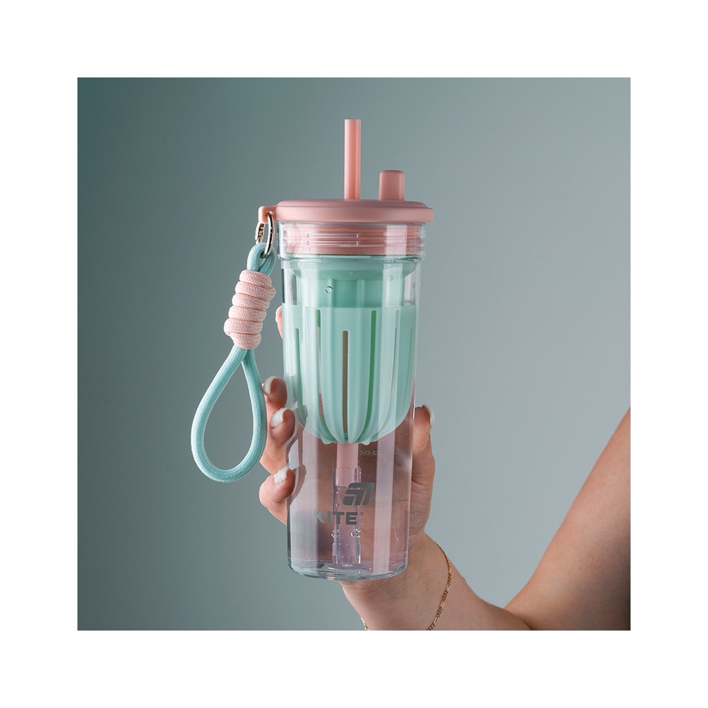 Пляшка для води Kite 650 мл, рожево-зелений (K25-1219-1) - зображення 8