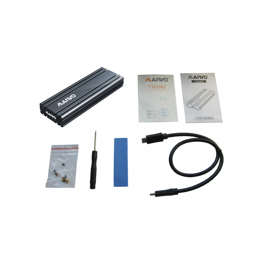 Кишеня зовнішня Maiwo M.2 SSD NVMe (PCIe) — USB 3.1 Type-C (K1686P space grey) - зображення 8