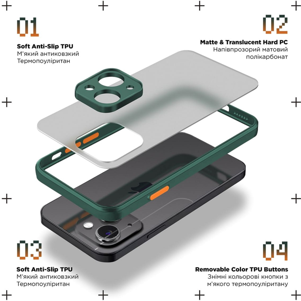 Чохол до мобільного телефона Armorstandart Frosted Matte Xiaomi Redmi 12 4G Dark Green (ARM68552) - зображення 2