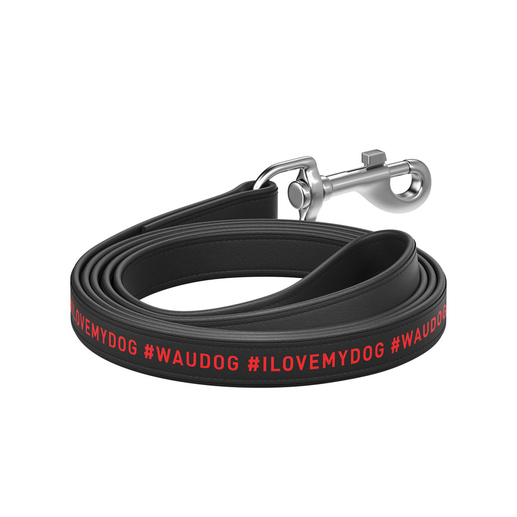Повідець для собак WAUDOG Design "я люблю свою собаку" XS Ш 12 мм Д 122 см чорний (37981) - зображення 1