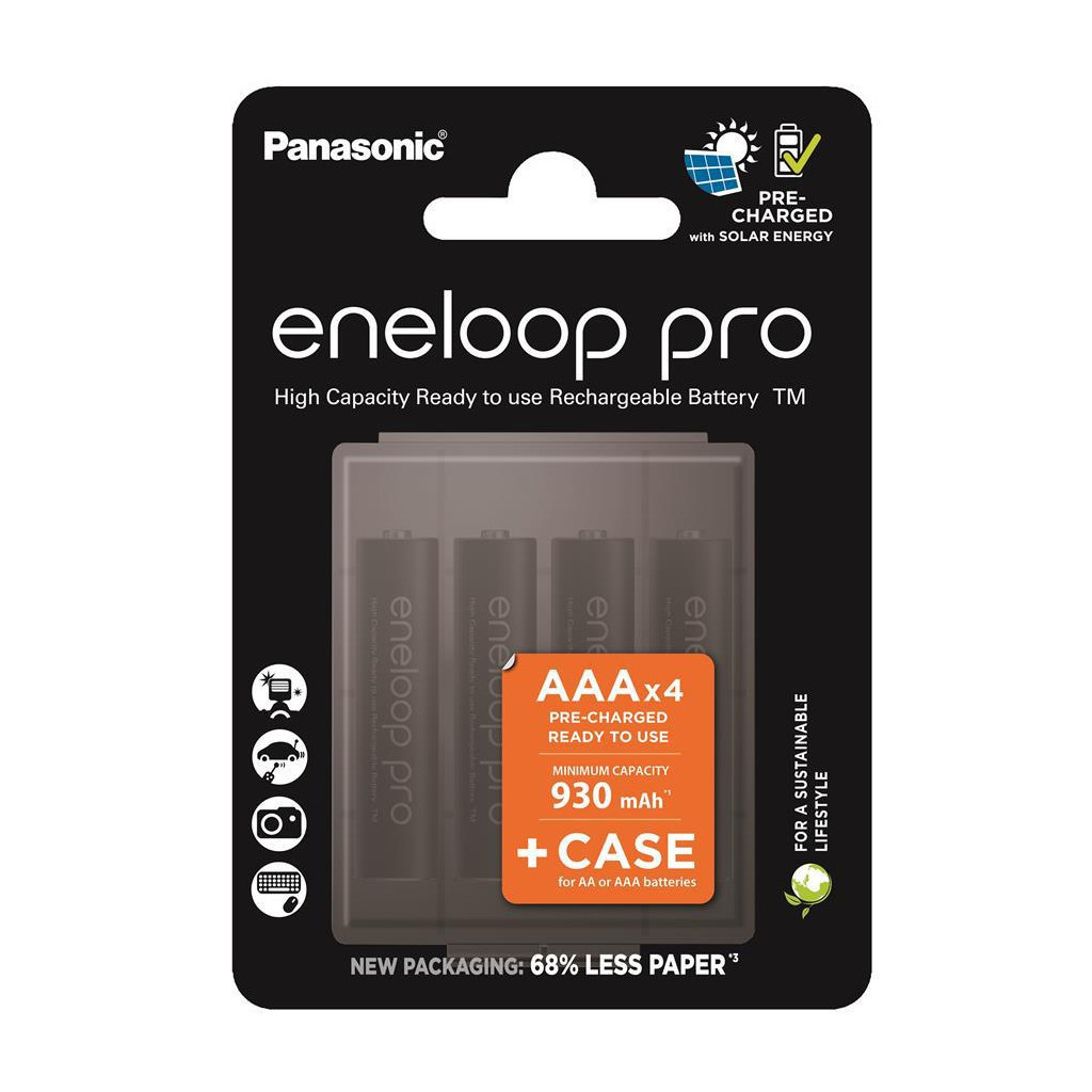 Акумулятор Panasonic Eneloop AAA 930mAh Pro NI-MH * 4 + Сase (BK-4HCDEC4CP) - зображення 1