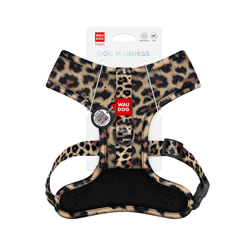 Шлея для собак WAUDOG Mesh дихаюча з QR адресником "Леопард" XS (232-4066) - зображення 3