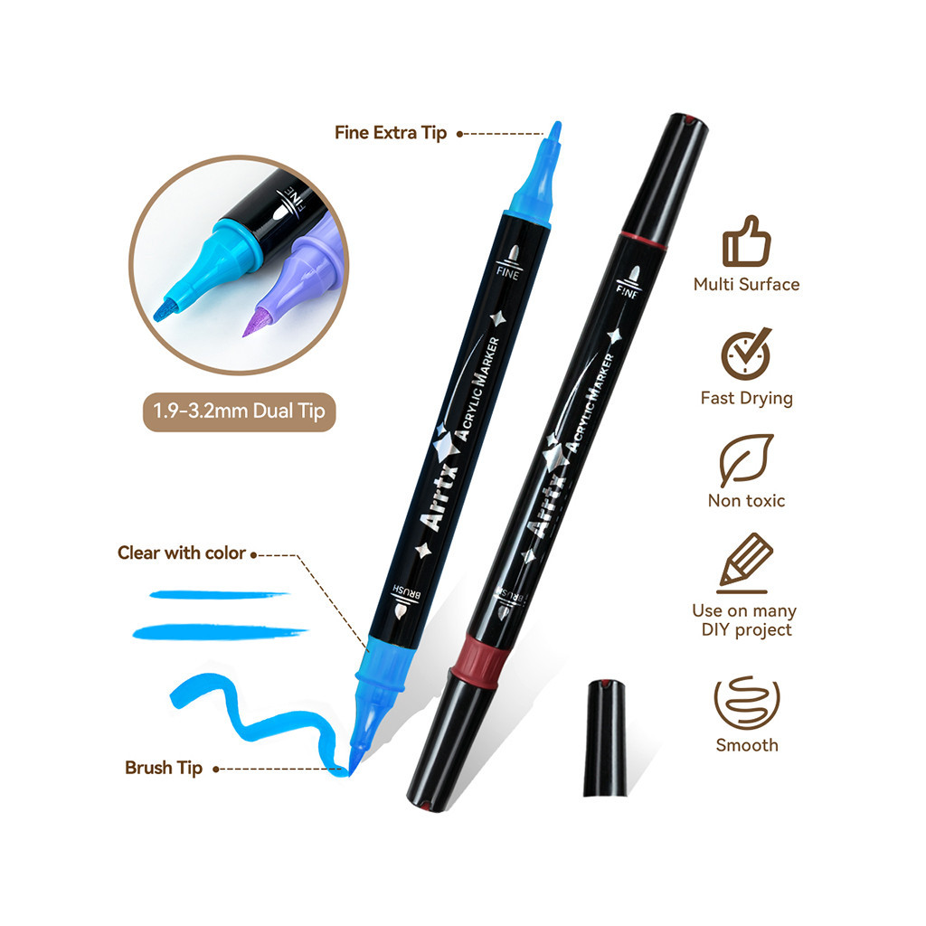 Художній маркер Arrtx акрилові AACM-03-32, 32 кольори (LC302802) - picture 3