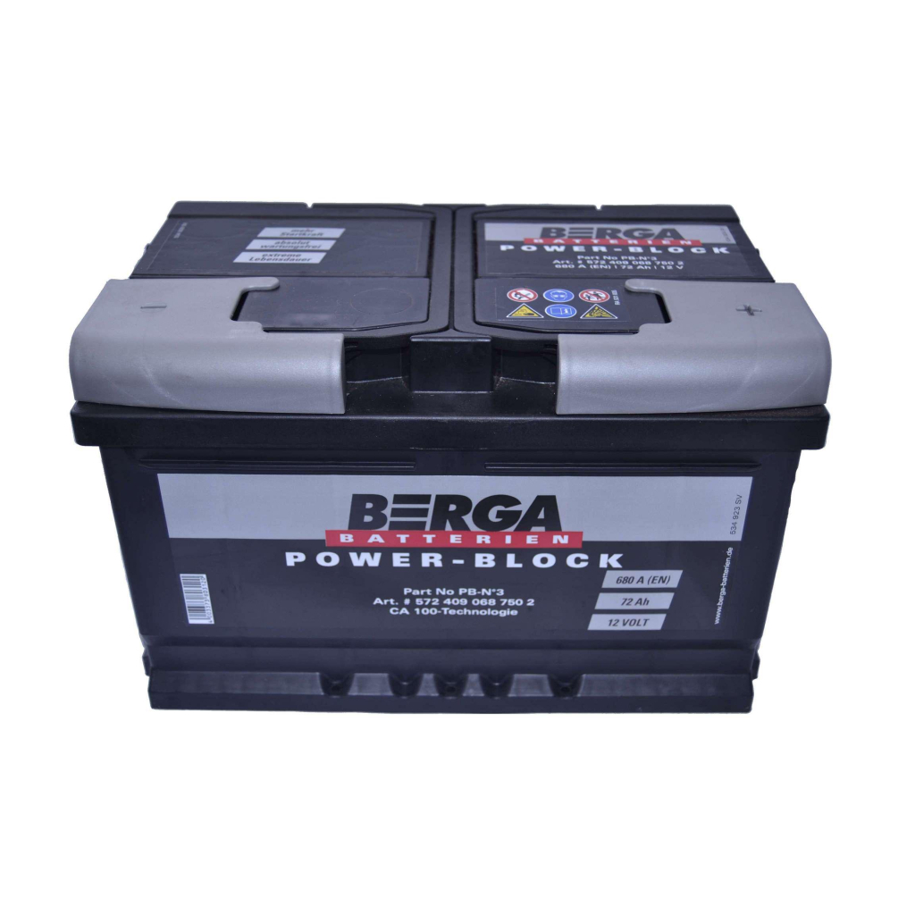 Акумулятор автомобільний Berga Power Block 72Ah Н Ев (-/+) (680EN) (5724090687502) - зображення 1