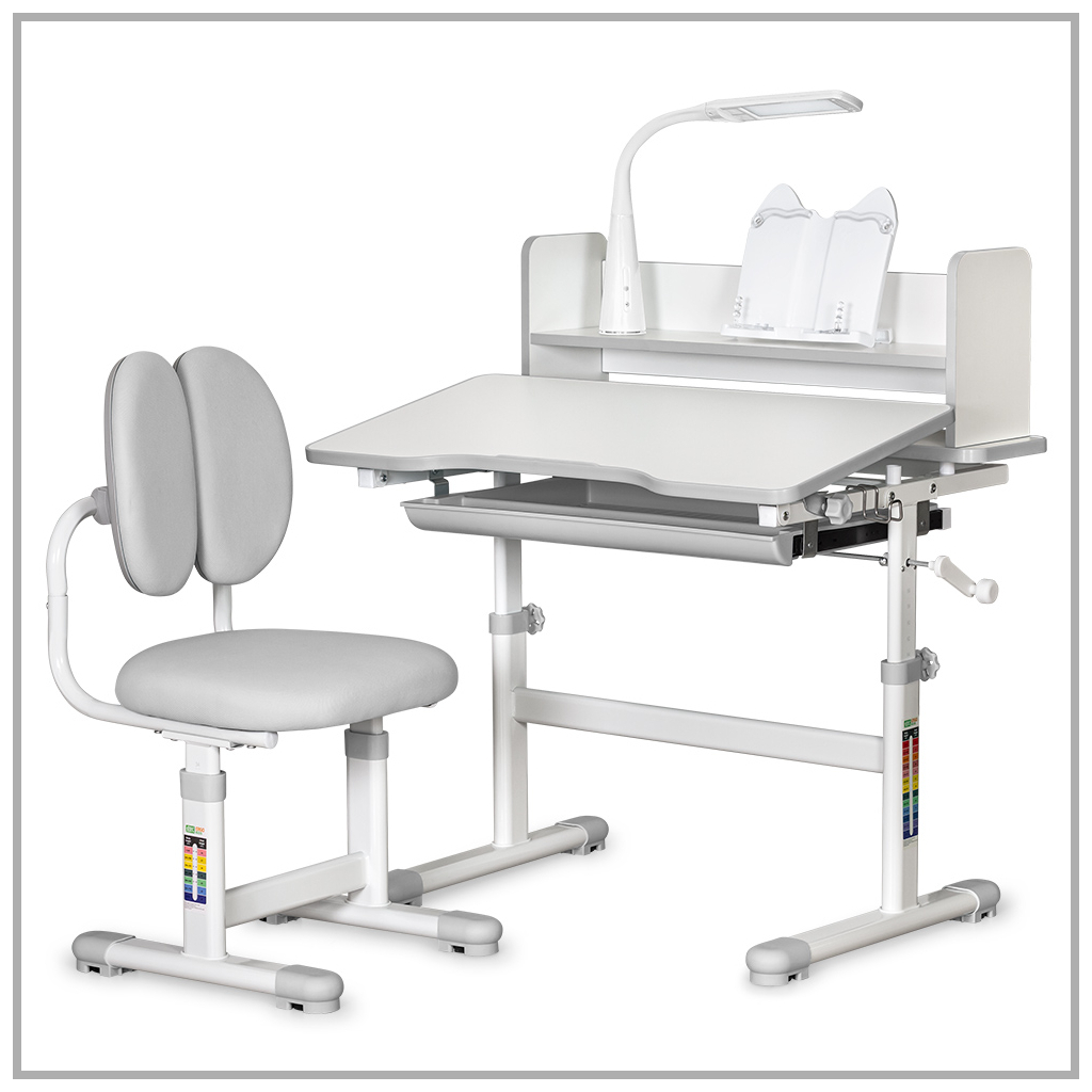 Парта зі стільцем ErgoKids Grey (+ поличка та лампа) (BD-24 G) - зображення 3