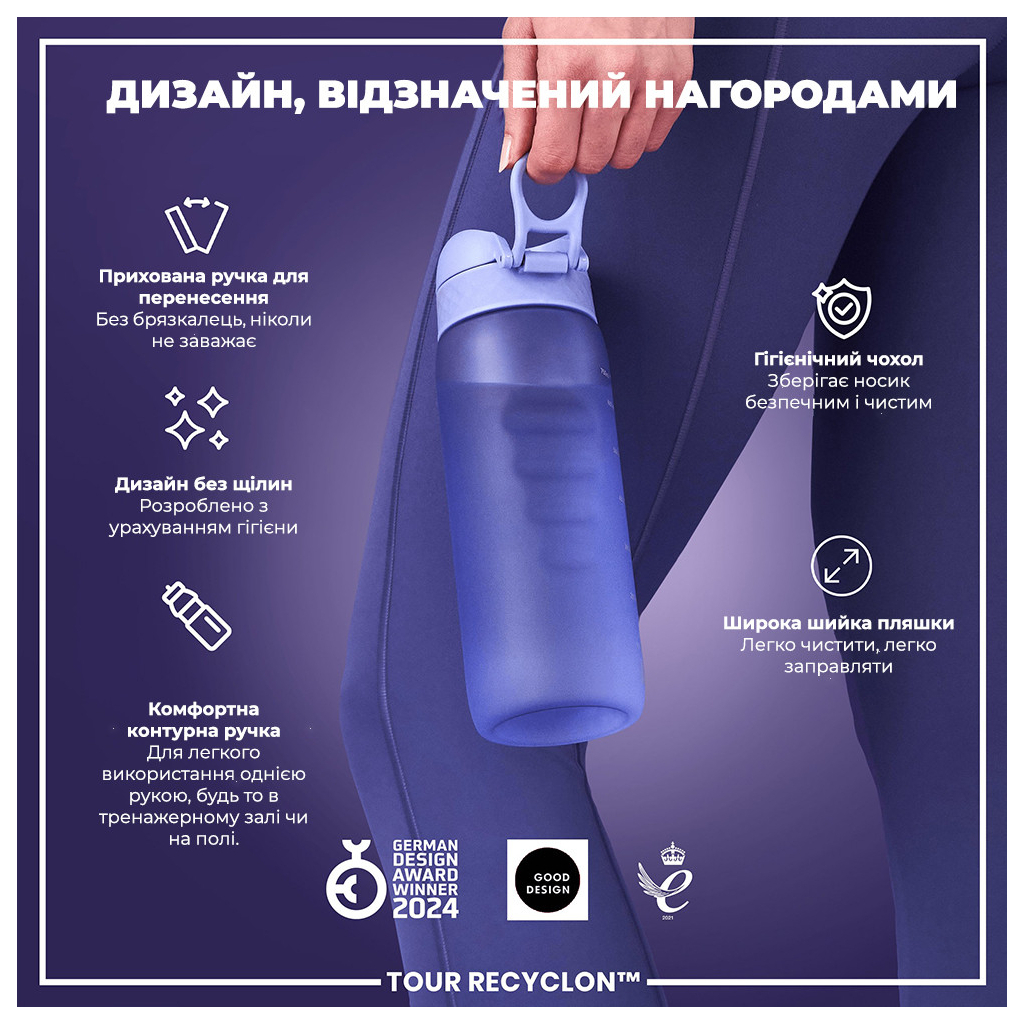 Пляшка для води ION8 OneTouch 750 мл BPA Free, Light Purple (I8RF750PERI) - зображення 4