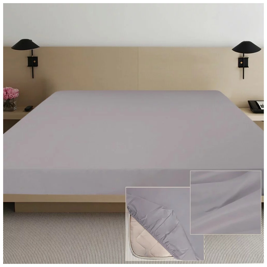 Простирадло Ярослав на гумці сатин 08 сірий 200х140х20 (38274) - зображення 1