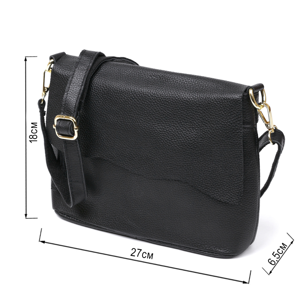 Сумка Vintage Шкіряна жіноча Чорна (20685) - зображення 3