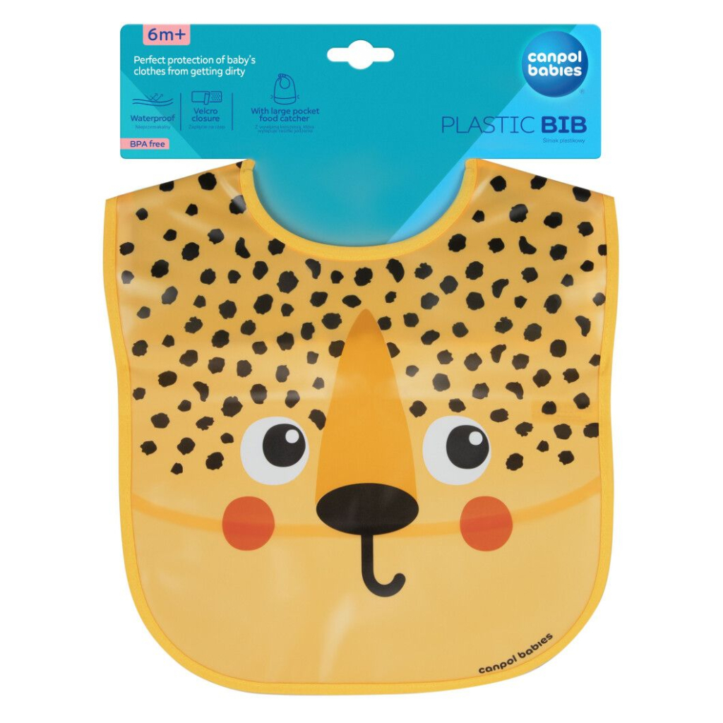 Нагрудничок Canpol babies Hello Little - гепард, пластмасовий з кишенькою (9/232_ora2) - изображение 3