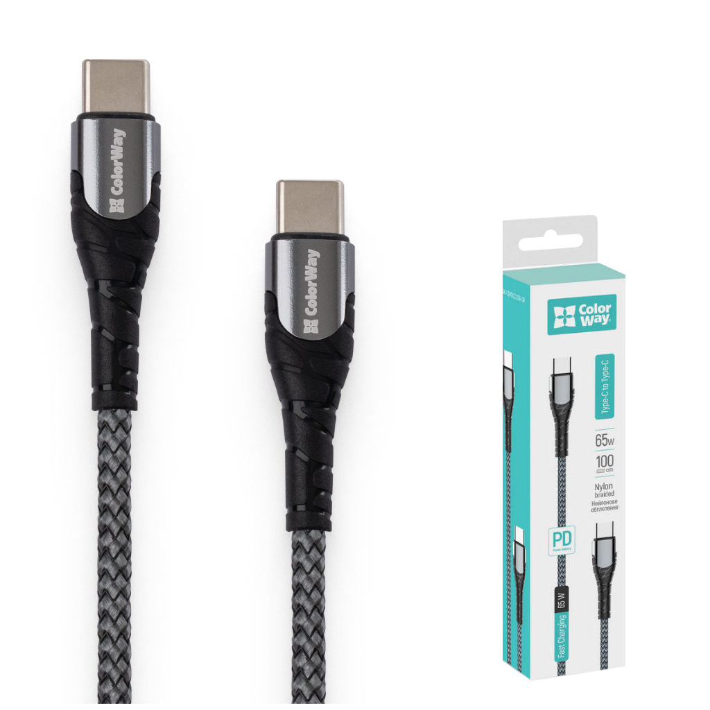 Дата кабель USB-C to USB-C 2.0m PD Fast Charging 65W 3A grey ColorWay (CW-CBPDCC039-GR) - зображення 7