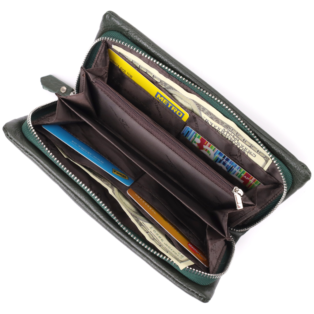 Гаманець ST Leather З відділенням під телефон Зелений (23103) - зображення 6