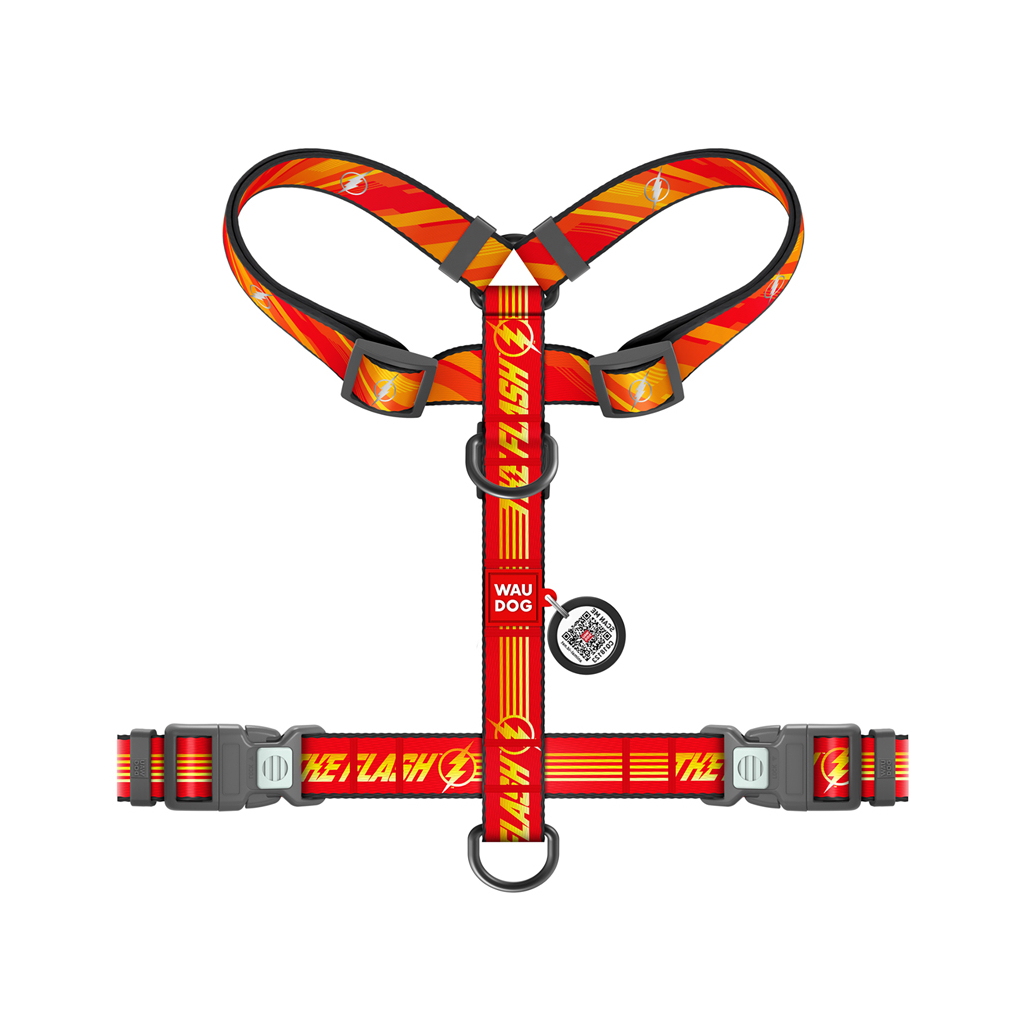 Шлея для собак WAUDOG Nylon H-подібна з QR-паспортом "Флеш Лого", світловідбивна XL (346-1083) - зображення 2