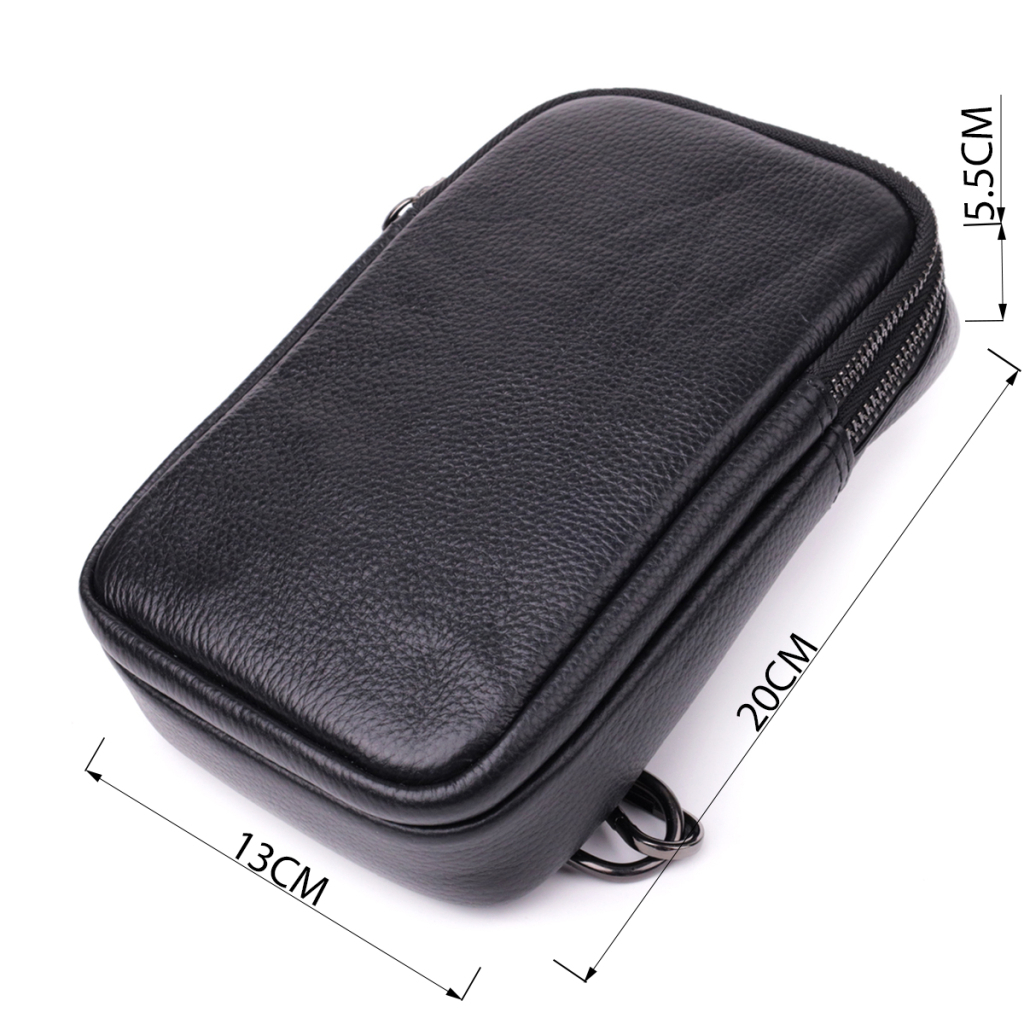 Сумка Vintage Слінг для чоловіків з натуральної шкіри Чорна (sale_15105) - зображення 3