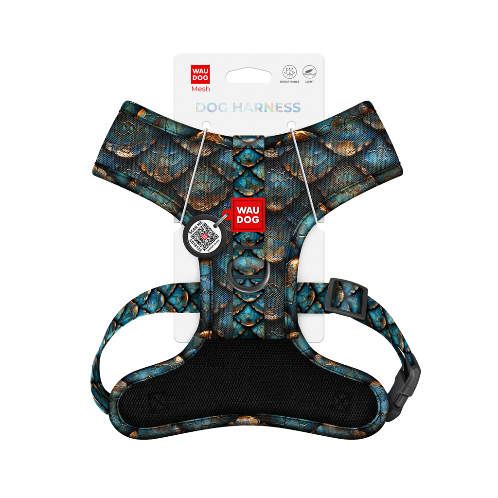 Шлея для собак WAUDOG Mesh дихаюча з QR адресником "Луска" XS (232-0179) - зображення 3