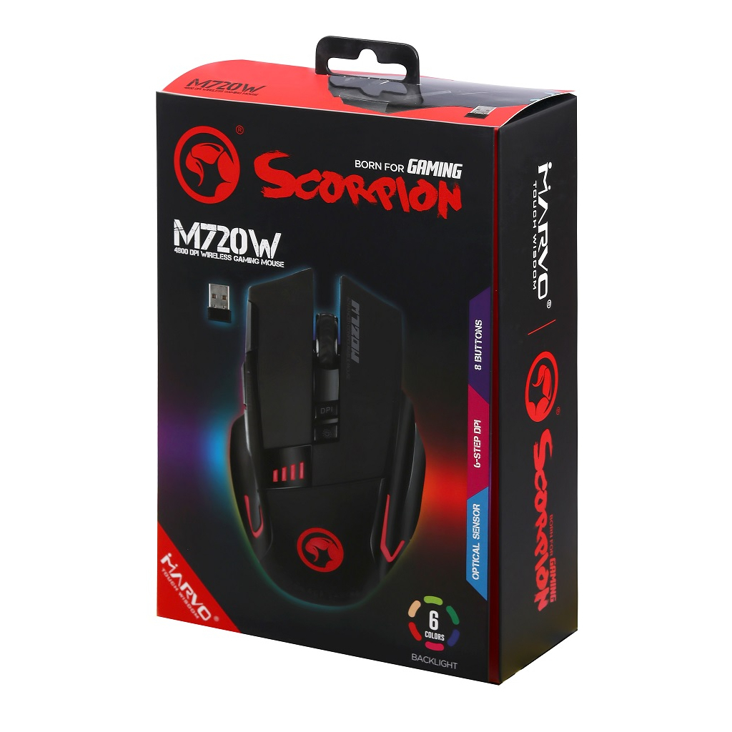 Мишка Marvo M720W 6colors-LED Black - зображення 5