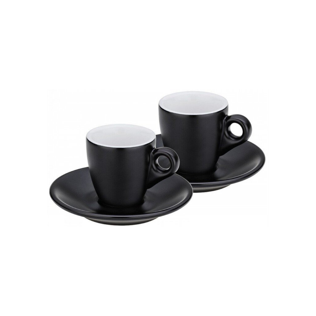 Набір чашок Kela Mattia з блюдцем для еспресо 4 предмета Чорний (12750) - зображення 1