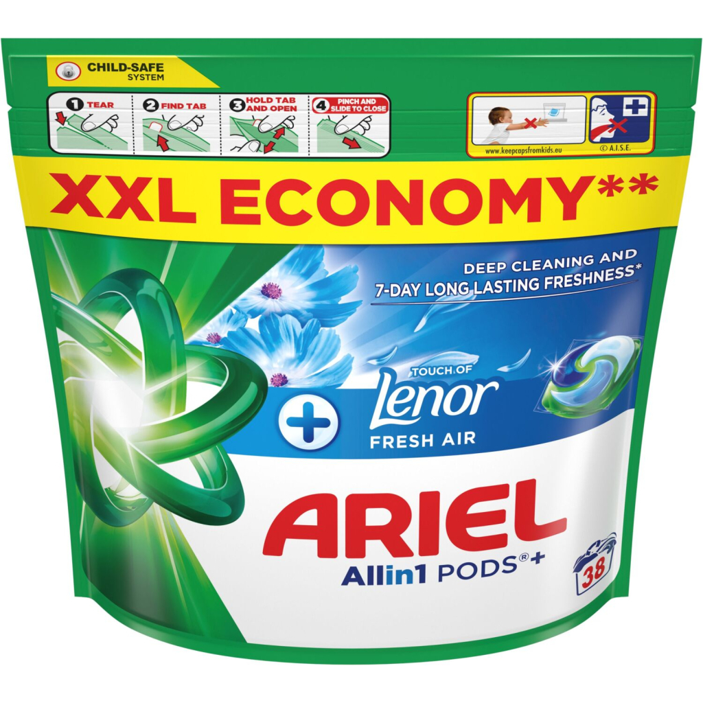 Капсули для прання Ariel Pods+ All-in-1 Touch of Lenor Дотик свіжого повітря Lenor 38 шт. (8700216764599) - изображение 2