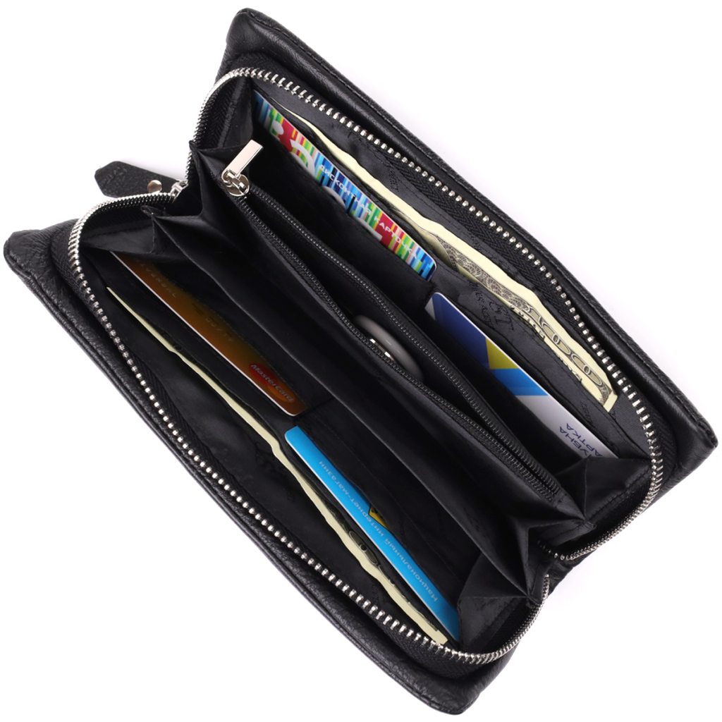 Гаманець ST Leather Шкіряний з відділенням під телефон Чорний (23101) - зображення 6