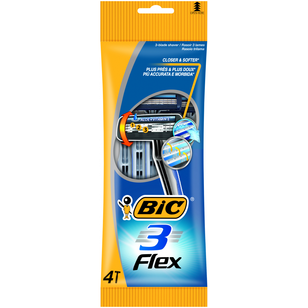 Бритва Bic Flex 3 4 шт. (3086123242524) - зображення 1