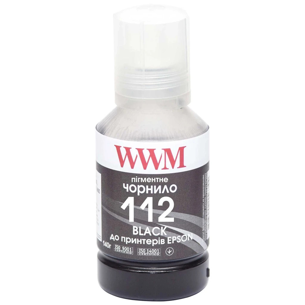 Чорнило WWM Epson L11160/6490 №112 140г Black pigmented (E112BP) - зображення 1