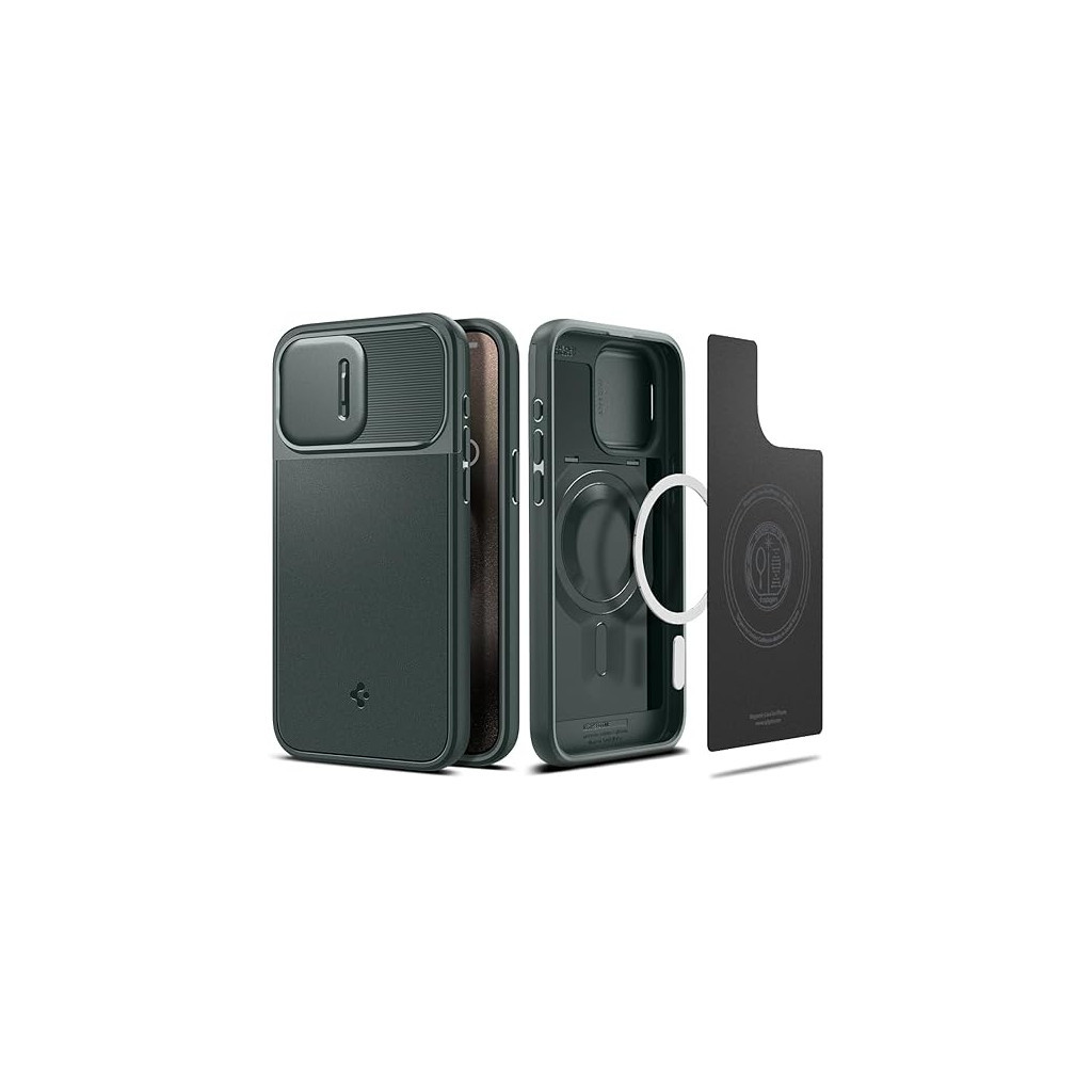 Чохол до мобільного телефона Spigen Apple iPhone 15 Pro Max Optik Armor MagFit Abyss Green (ACS06600) - зображення 5