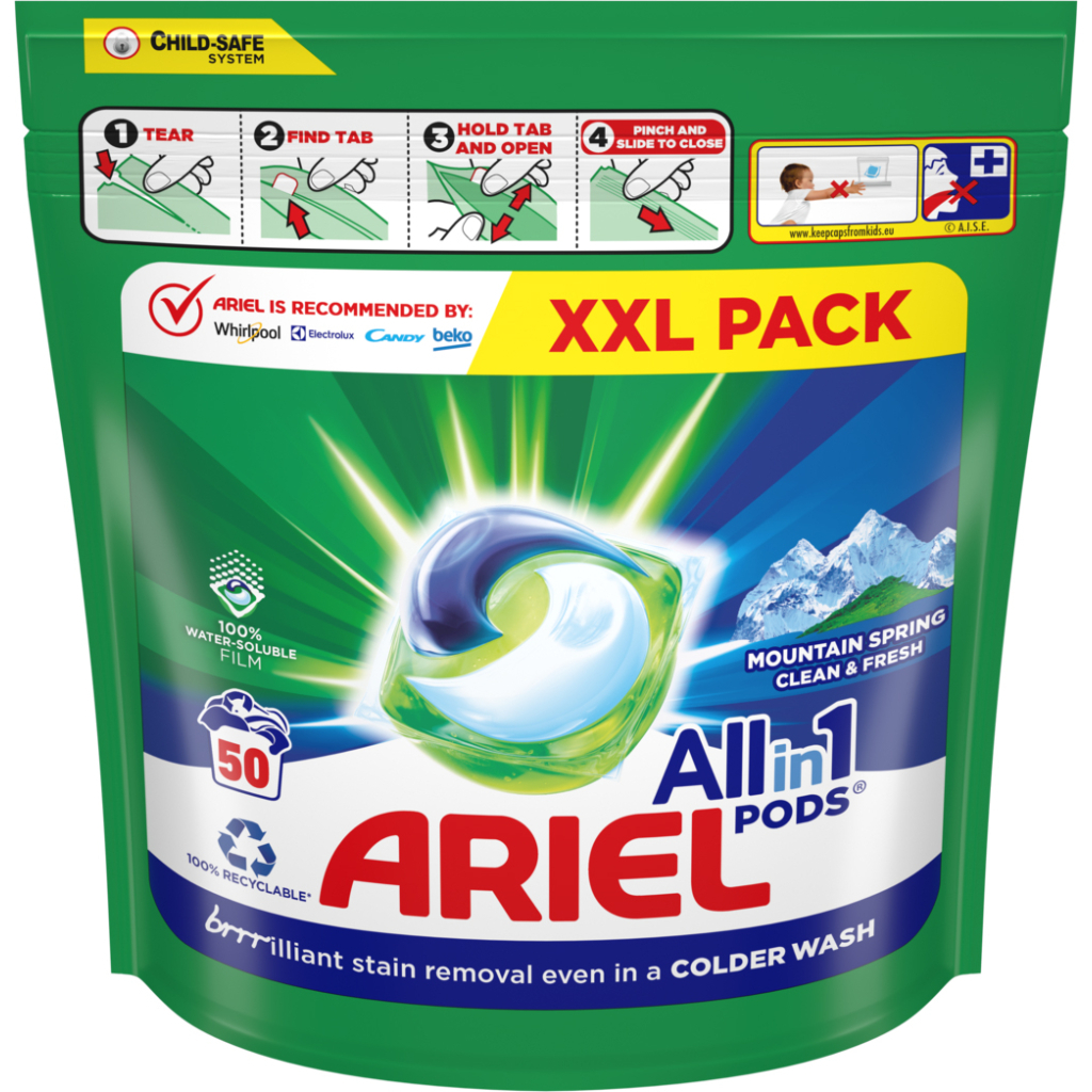Капсули для прання Ariel Pods Все-в-1 Гірське джерело 50 шт. (8001090250650) - зображення 2