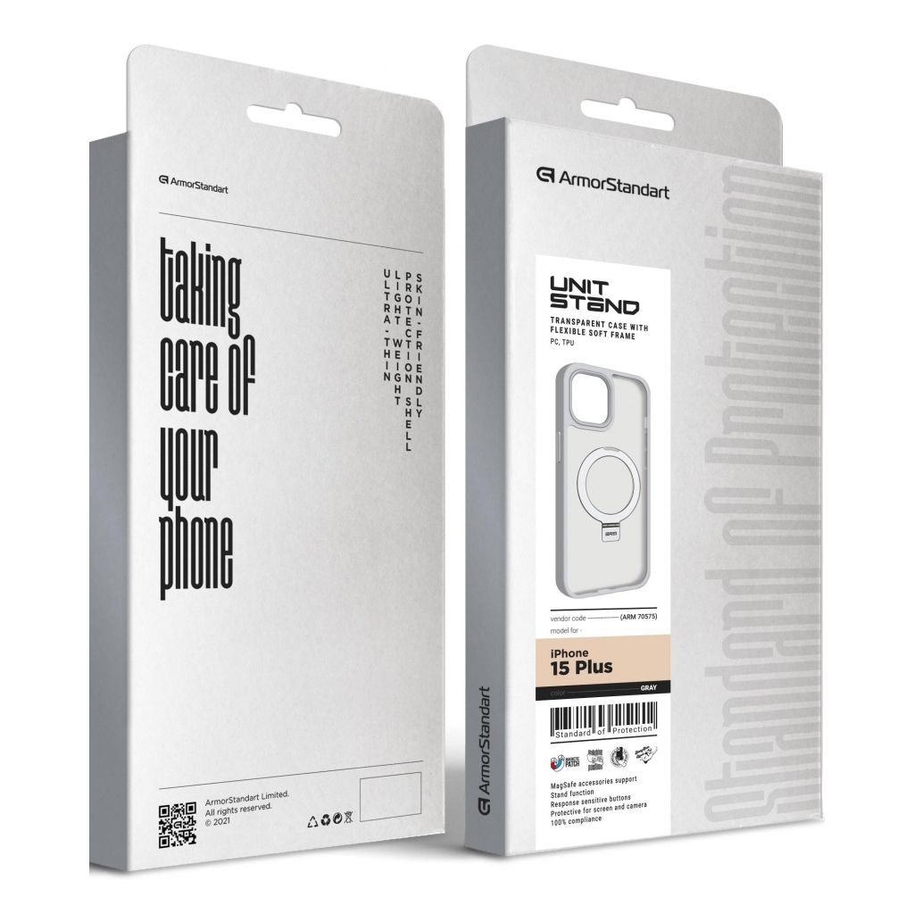 Чохол до мобільного телефона Armorstandart Unit Stand Apple iPhone 15 Plus Grey (ARM70575) - зображення 2