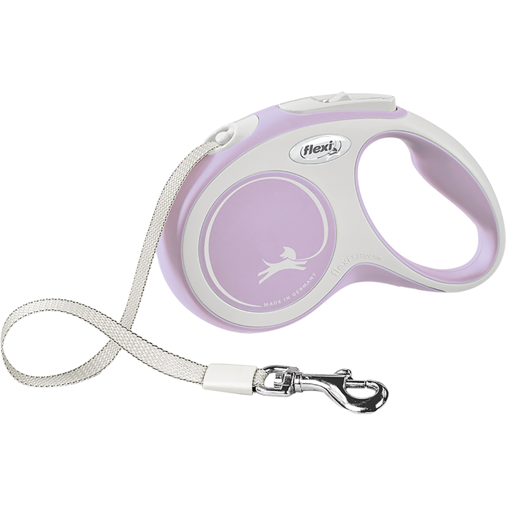 Повідець для собак Flexi New Comfort S стрічка 5 м (бузковий) (4000498043509) - зображення 1