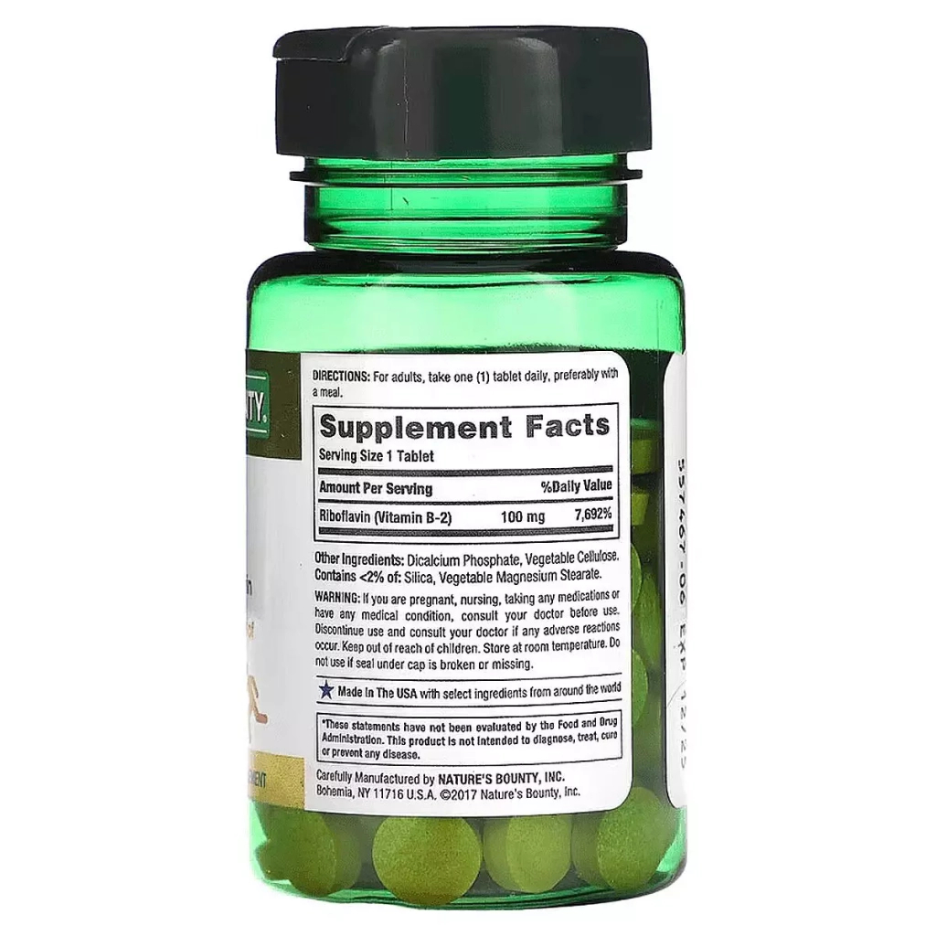Вітамін Nature's Bounty Вітамін B2, 100 мг, Vitamin B2, 100 таблеток (NRT-00640) - зображення 2