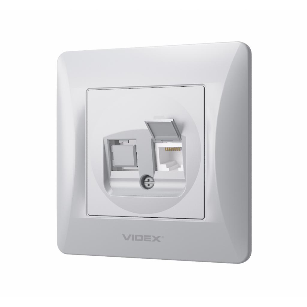 Комп'ютерна розетка Videx BINERA CAT6 одинарна сереб (VF-BNSK1PC6-SS) - изображение 2