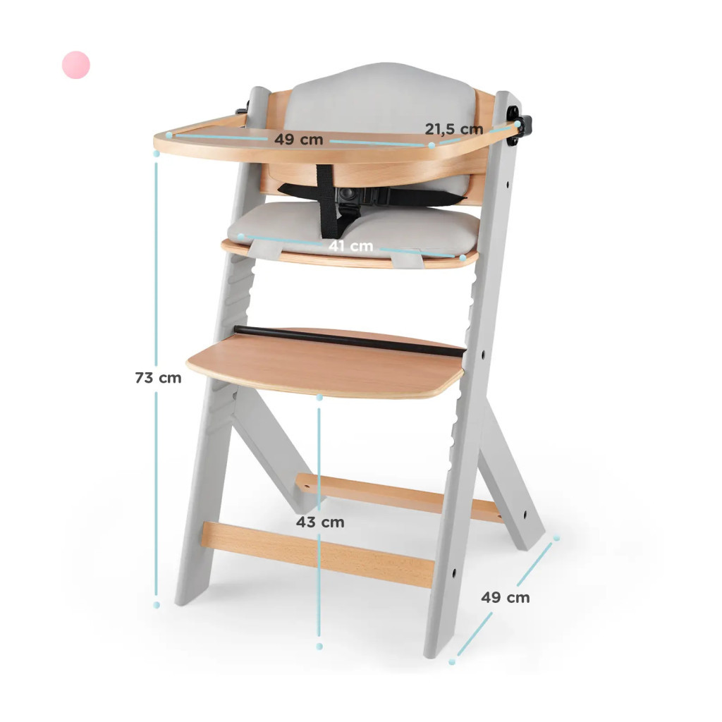 Стілець для годування Kinderkraft Enock Gray Wood з подушкою (5902533917259) - зображення 7